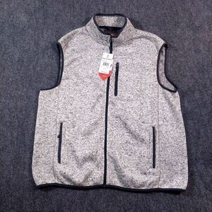 Free Country Sweater‎ Fleece Vest Mens XL Pomace Knit Full Zip Soft Brush Gray